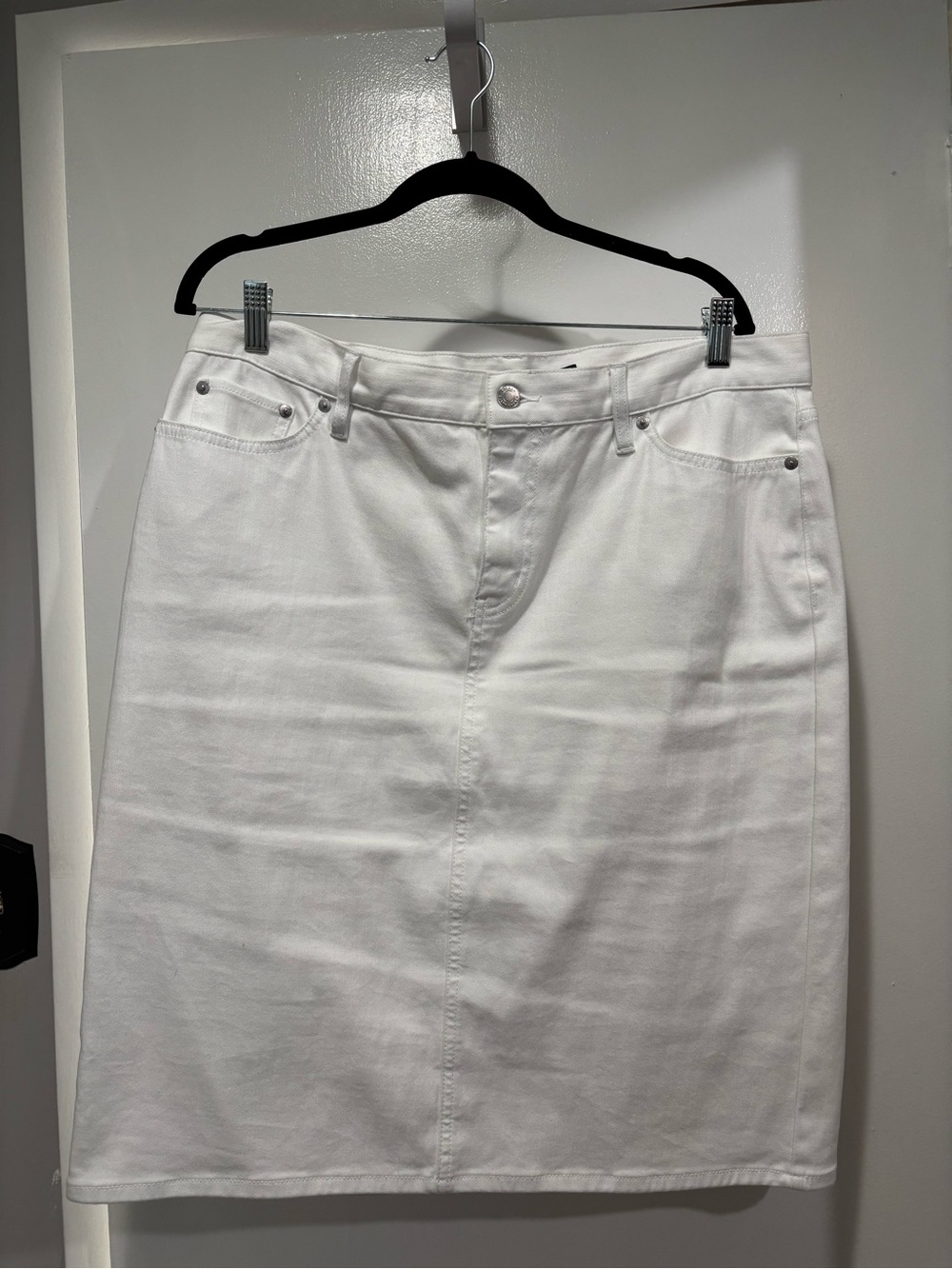 Ralph Lauren White Denim Midi Skirt